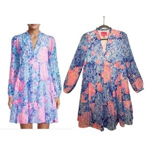 Lilly Pulitzer 00 XS Sarita Dress Blue Pink Shimmer Nautical Swing $248